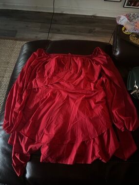 Red Layered Off-Shoulder Romper